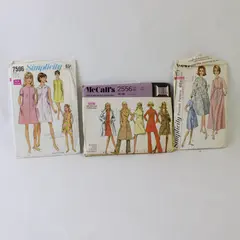 Lot of 3 Vintage Sewing Patterns Simplicity McCall's 7596 6247 2556 10 12 14