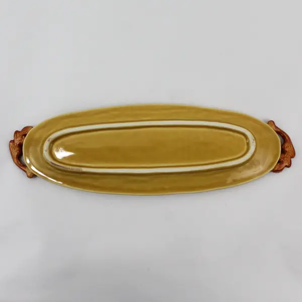 Vintage Ceramic Spoon Rest Tray Orange Leaves Fall Design 