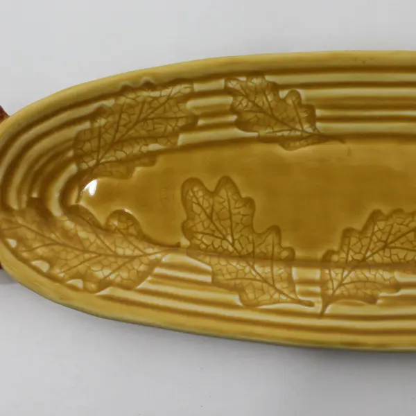 Vintage Ceramic Spoon Rest Tray Orange Leaves Fall Design 