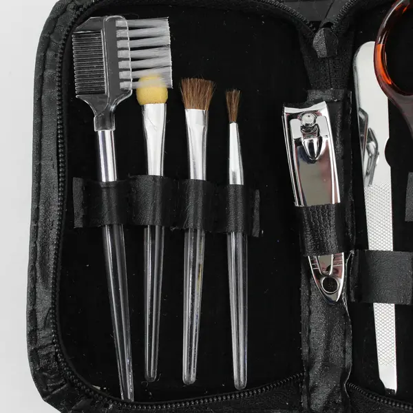 2004 8-Piece Manicure & Brush Set Black Leatherette Case Original Box