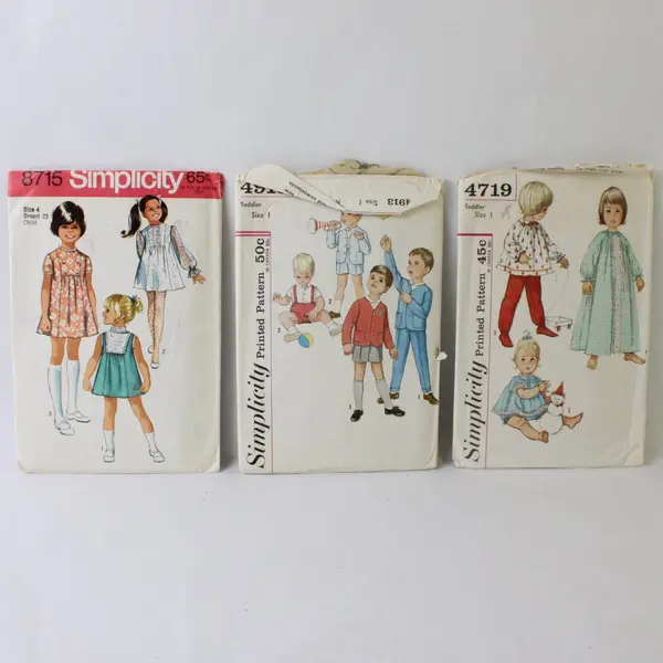 Lot of 3 Vintage Simplicity Sewing Patterns Children Toddler Size 1 4