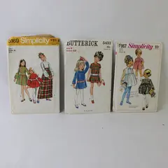 Lot 3 Vintage Child Girls Sewing Patterns Simplicity 5169 7967 Butterick 5433