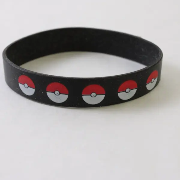 Black Rubber Pokemon Balls Bracelet Collectible Accessory