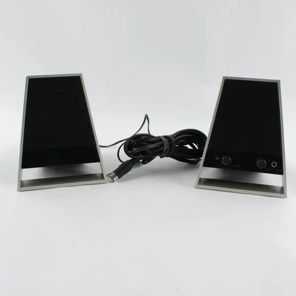 Altec Lansing VS2621 Powered Computer Speakers Silver Black Desktop Pair