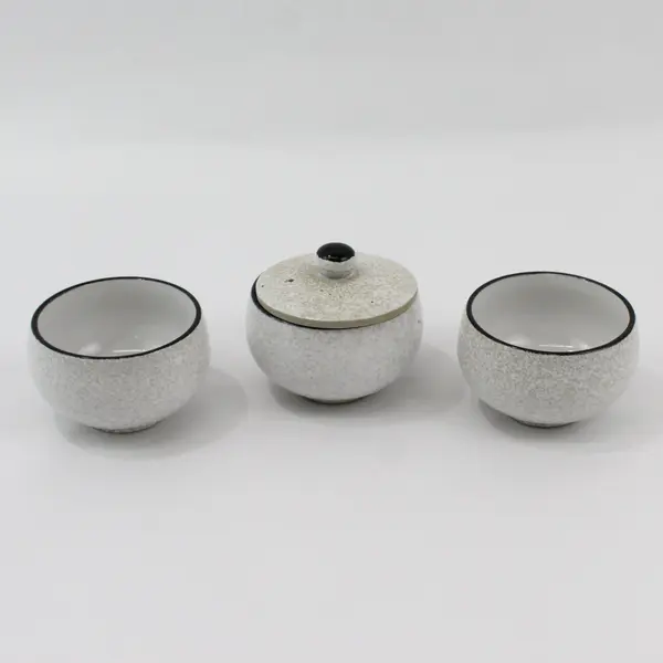 Set of 3 Japanese Style Cherry Blossom Ceramic Matcha and Sugar Bowls