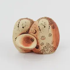 Bell Pine Art Farm "Sisters (Two Sisters)"  Hand sculpted Clay Figurine 2"