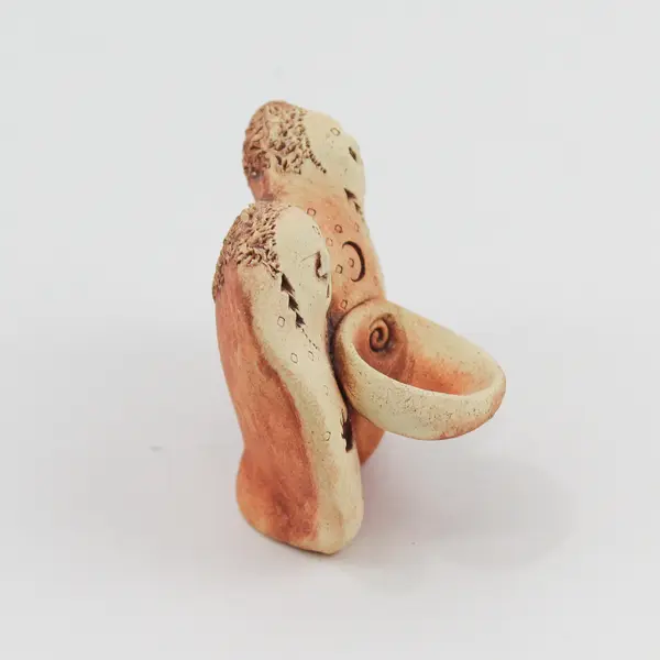 Bell Pine Art Farm "Sisters (Two Sisters)"  Hand sculpted Clay Figurine 2"