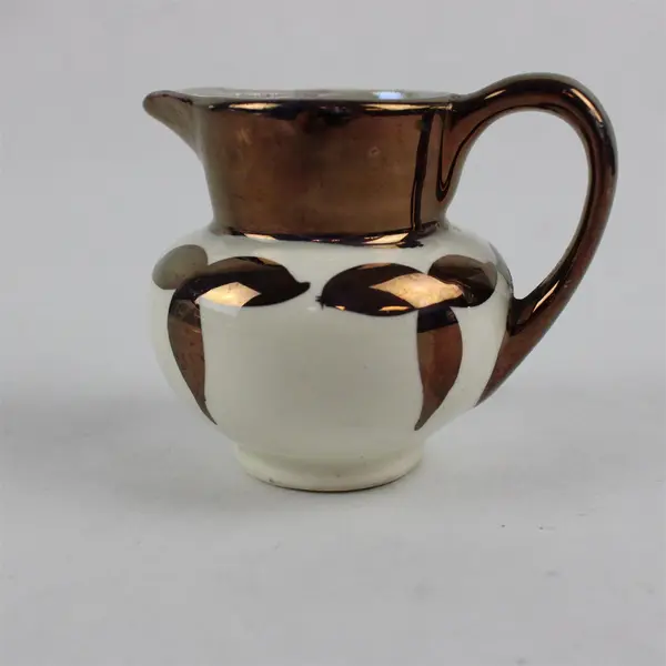 Vintage Miniature Creamer White Porcelain Accented Metallic Copper Finish