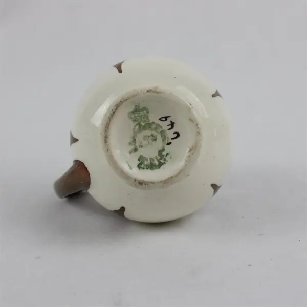 Vintage Miniature Creamer White Porcelain Accented Metallic Copper Finish