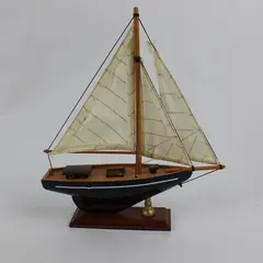 Wooden Sailboat Model Decorative Nautical Collectible Shelf Decor 8in