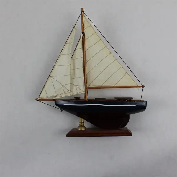 Wooden Sailboat Model Decorative Nautical Collectible Shelf Decor 8in