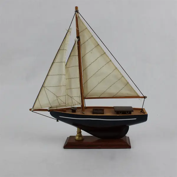 Wooden Sailboat Model Decorative Nautical Collectible Shelf Decor 8in