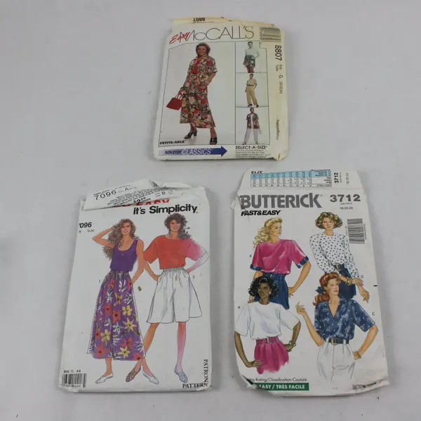 Lot of 3 Sewing Patterns Butterick 3712 McCalls 8807 Simplicity 7096