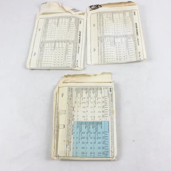 McCall's 8107 8032 7393 Sewing Patterns Lot of 3 Used