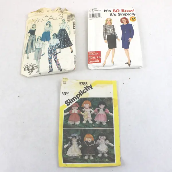 Lot of 3 Sewing Patterns Simplicity 7435 XS-XL McCall's 5833 5785 Doll