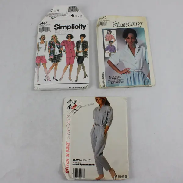 Lot of 3 Sewing Patterns Simplicity 7482 8447 McCall's 3285 Mixed Sizes