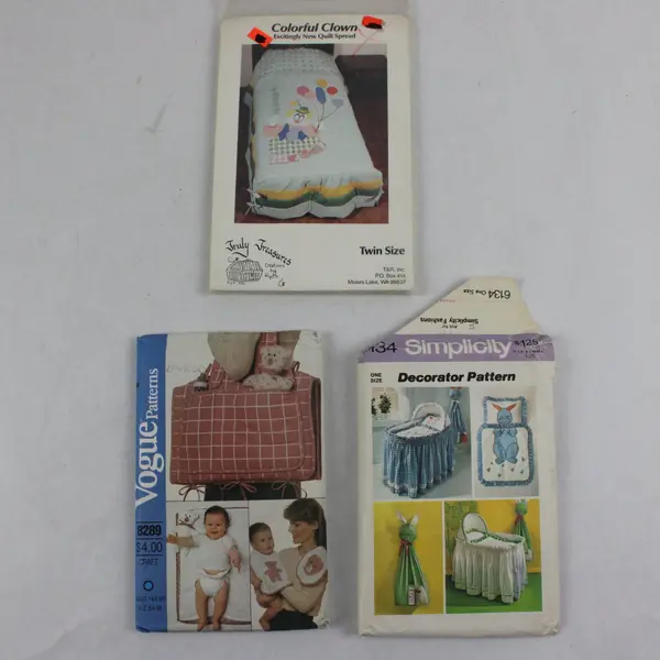 Lot of 3 Sewing Patt Simplicity 6134 Vogue 8289 Truly Treasures Colorful Clown