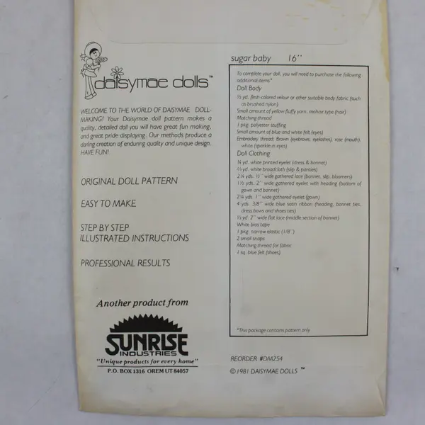 Lot of 3 Vintage Sewing Patterns Simplicity 8224 8139 Daisymae Dolls Sunrise