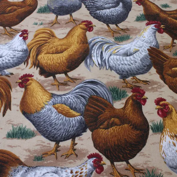Set of 6 Multicolor Chickens in Field Placemats 12"x15"