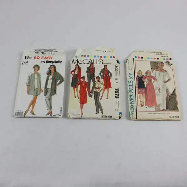 Vintage Lot of 3 Sewing Patterns McCall's 7673 5111 Simplicity 7406 Mixed Sz