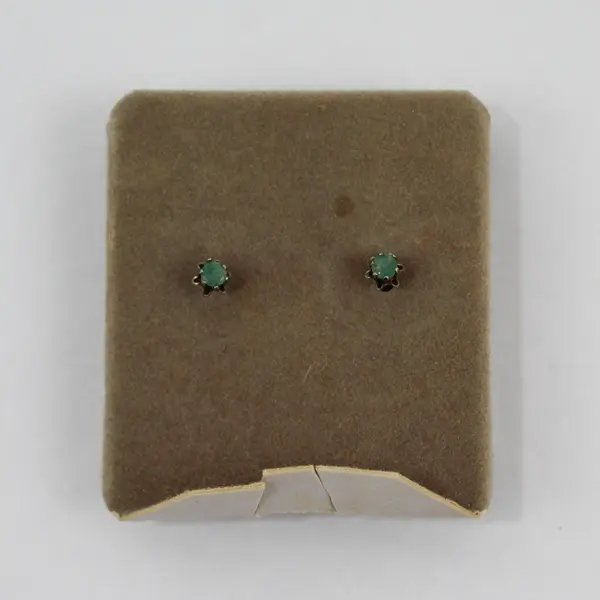 Vintage Small Stud Earrings Green Stones
