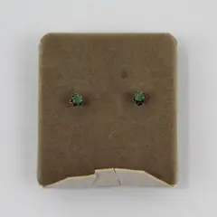 Vintage Small Stud Earrings Green Stones