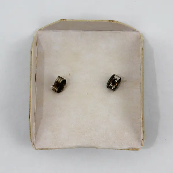 Vintage Small Stud Earrings Green Stones