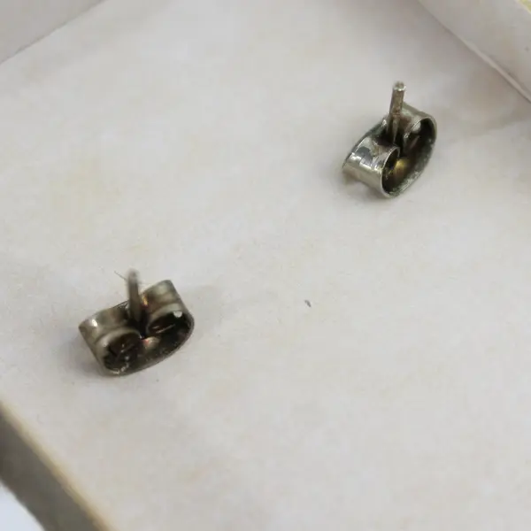 Vintage Small Stud Earrings Green Stones