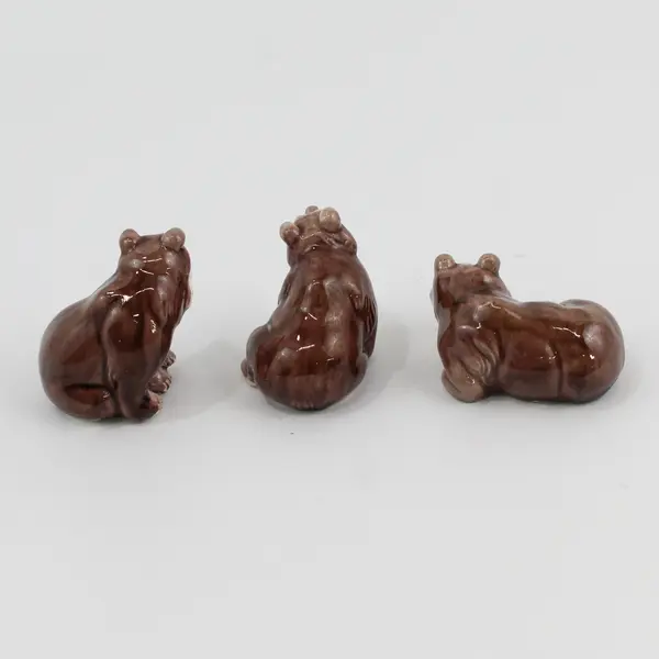 Set of 3 Vintage Ceramic Brown Bear Figurines
