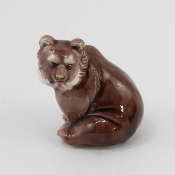 Set of 3 Vintage Ceramic Brown Bear Figurines