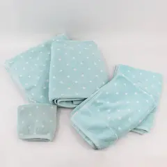 Lot of 5 Cynthia Rowley Blue and White Polka Dot Cotton Towels