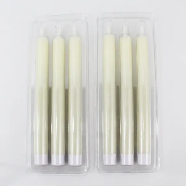  Lot of 6 LED Flameless Flickering Taper Candles Battery Operated