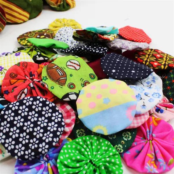 Large Multi-Sized Hand Stitched Yoyo Quilt Circles + Pre-Cut Fabric Rnd/Sq