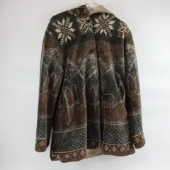 Alpine Studio Women's L Fleece Tan/Brown Reversible Hooded Jacket