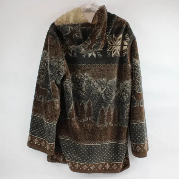 Alpine Studio Women's L Fleece Tan/Brown Reversible Hooded Jacket