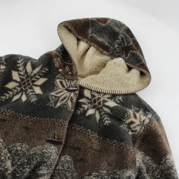 Alpine Studio Women's L Fleece Tan/Brown Reversible Hooded Jacket
