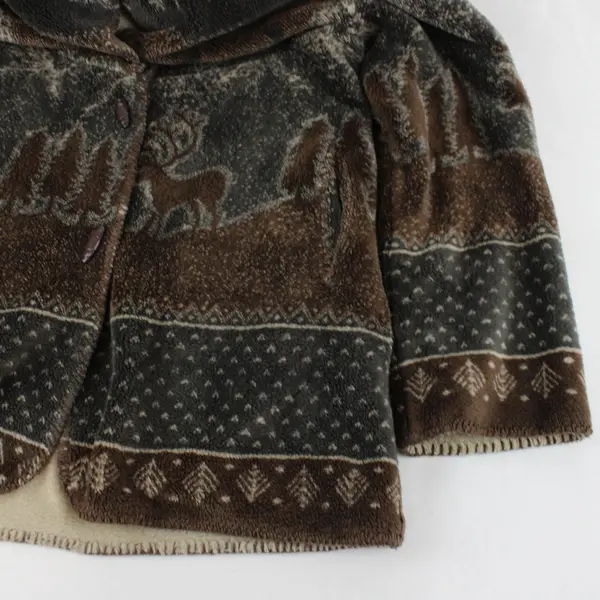 Alpine Studio Women's L Fleece Tan/Brown Reversible Hooded Jacket