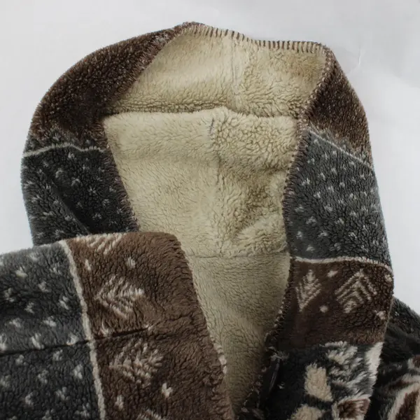 Alpine Studio Women's L Fleece Tan/Brown Reversible Hooded Jacket
