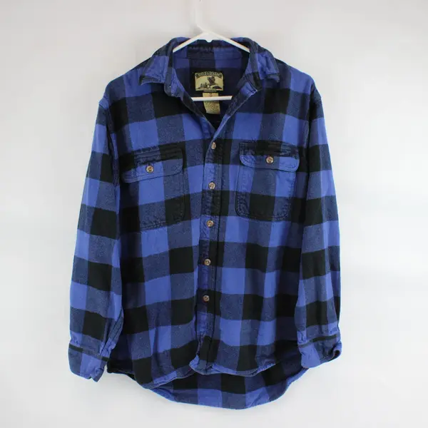 Field and Stream Heavyweight Men's M Blue Black Buffalo Plaid Flannel Shirt