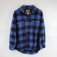 Field and Stream Heavyweight Men's M Blue Black Buffalo Plaid Flannel Shirt