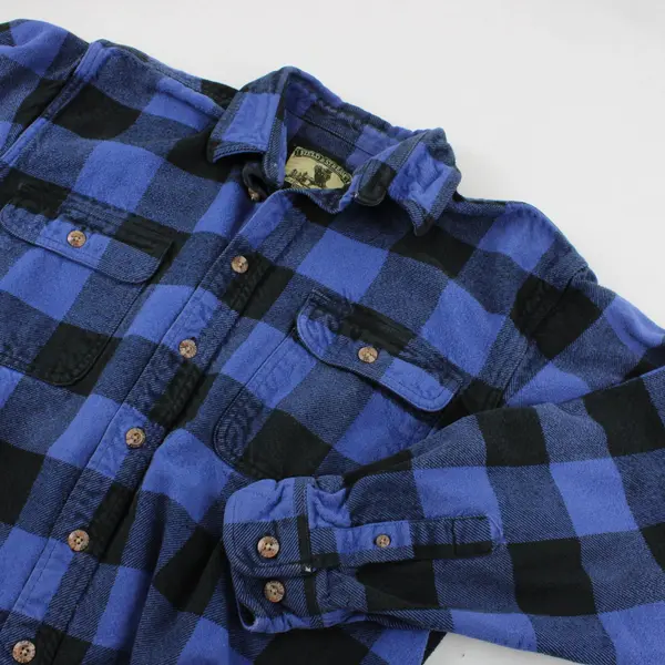 Field and Stream Heavyweight Men's M Blue Black Buffalo Plaid Flannel Shirt