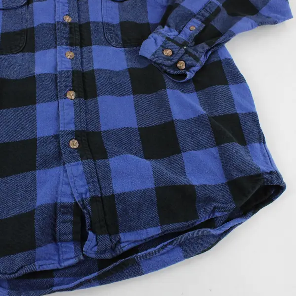 Field and Stream Heavyweight Men's M Blue Black Buffalo Plaid Flannel Shirt