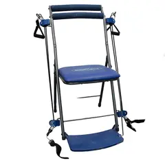Chair Gym Blue Seated Home Exerciser Padded Seat Compact Resistance Trainer