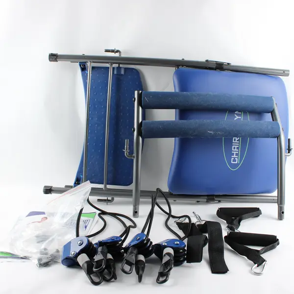 Chair Gym Blue Seated Home Exerciser Padded Seat Compact Resistance Trainer