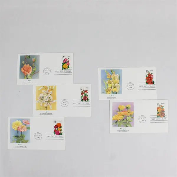 Set Of 5 Summer Garden Flower Stamps FDC Fleetwood Cachet 1994