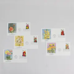 Set Of 5 Summer Garden Flower Stamps FDC Fleetwood Cachet 1994