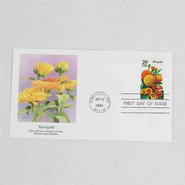 Set Of 5 Summer Garden Flower Stamps FDC Fleetwood Cachet 1994