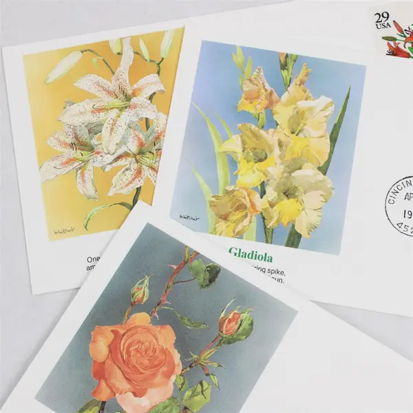 Set Of 5 Summer Garden Flower Stamps FDC Fleetwood Cachet 1994