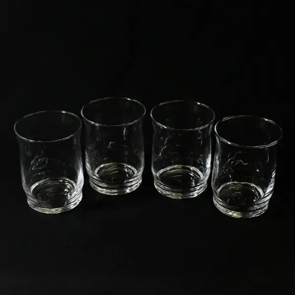 Set Of 4 Clear Glass Old Fashioned Glasses W/ Heavy Bases 4.5"