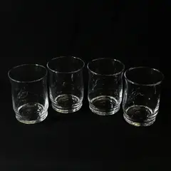 Set Of 4 Clear Glass Old Fashioned Glasses W/ Heavy Bases 4.5"
